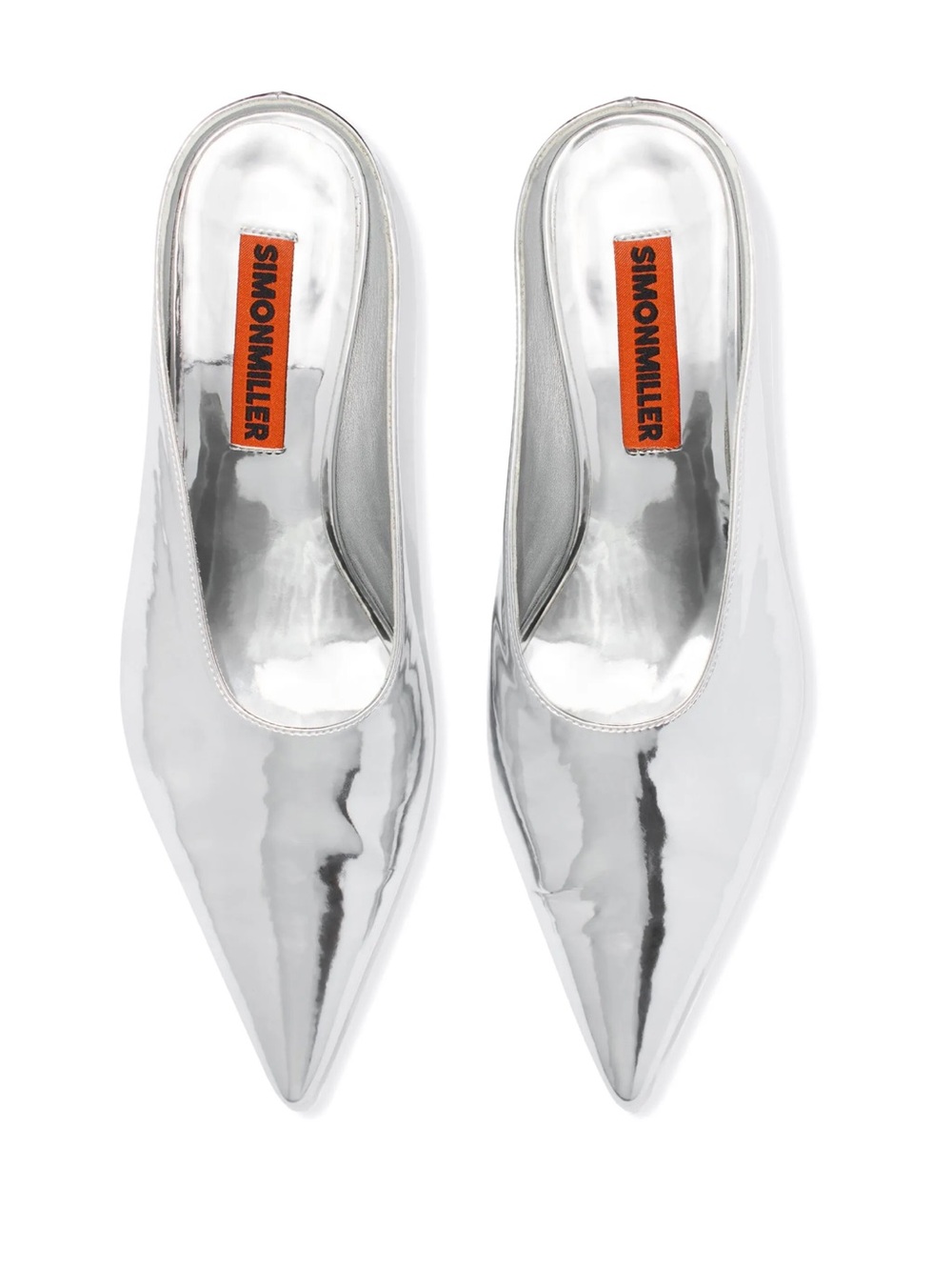 Simon Miller Metallic Silver Pointed-Toe Slip-On Mules - Picture 2 of 9